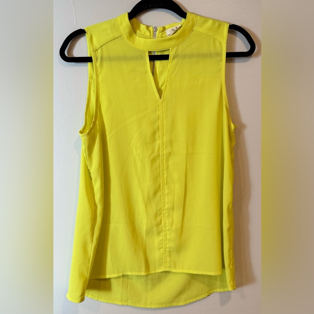 One Clothing Neon Yellow Y2K Sleeveless Cut Out High Low Blouse Size Small